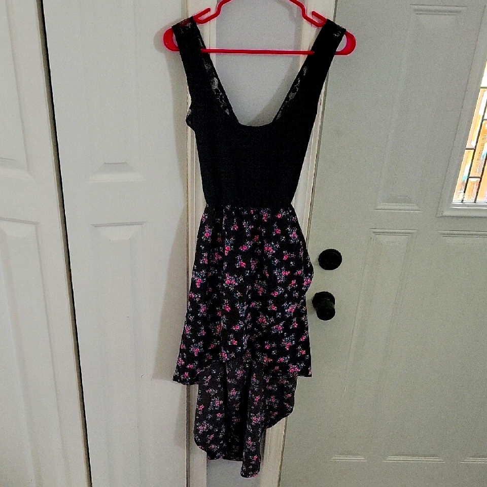 Y2k Wet Seal Floral Black High-Low Dress